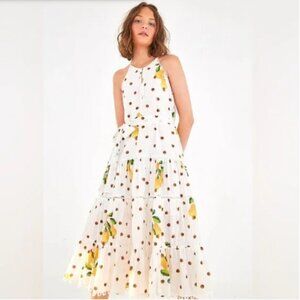 Farm Rio Cashew Dot Sleeveless Midi Dress